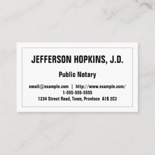 Minimale und einfache öffentliche Notar-Visitenkar Visitenkarte