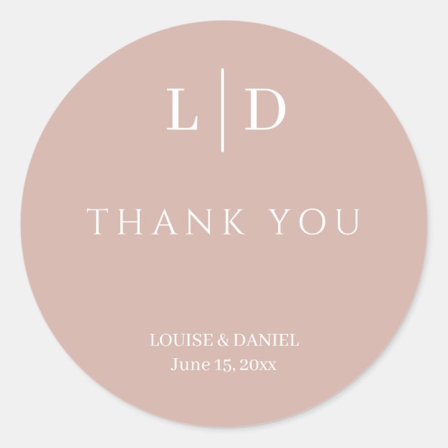Minimale und einfache Personalisierte Hochzeit Runder Aufkleber (Vorderseite)