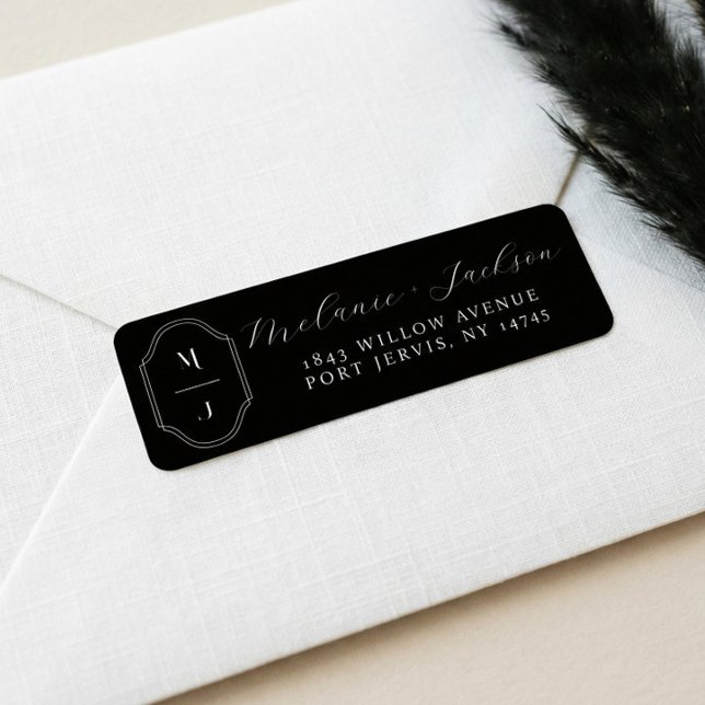 Minimale und elegante Schwarz-Weiß-Monogramm-Hochz (Minimal & Elegant )