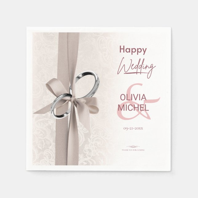 Minimale und schicke Hochzeit Serviette (Vorderseite)