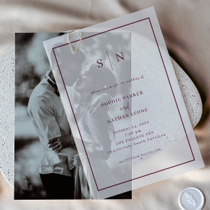 Minimale und schicke Monogramm-Bordeaux-Rand-Hochz