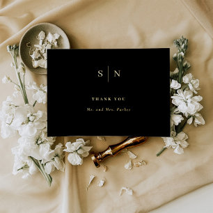 Minimale und schicke Monogramm-Goldfolie-Dankeskar Folieneinladung