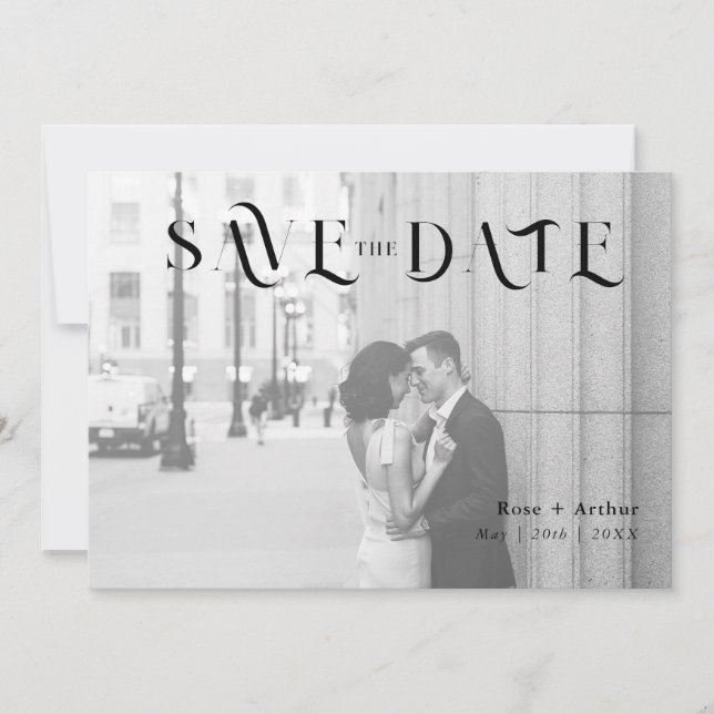 Minimale und schicke Save the Date-Karte Einladung (Vorderseite)