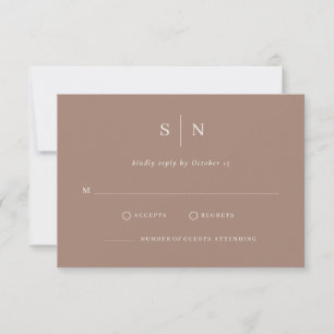 Minimale und schicke Taupe- und cremige weiße Hoch RSVP Karte