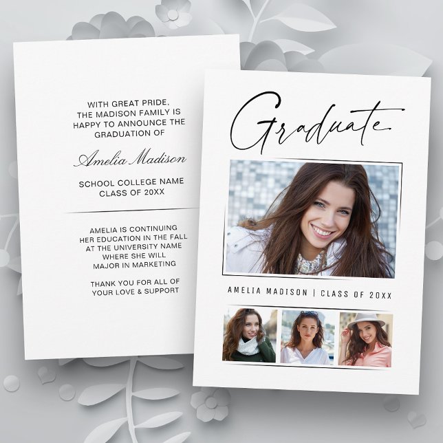 Minimale Unique Calligraphy Skript Grad 4 Foto Ankündigung (Von Creator hochgeladen)