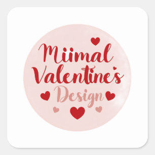 Minimale Valentinstag-Liebe-Typografie-Design R Quadratischer Aufkleber