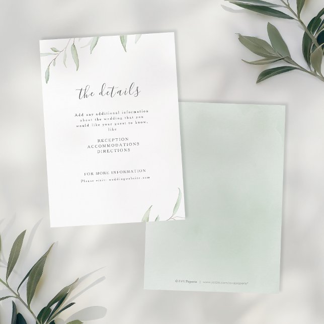 Minimale Vegetation einfache botanische Hochzeit Begleitkarte (Minimal greenery simple botanical wedding enclosure card)