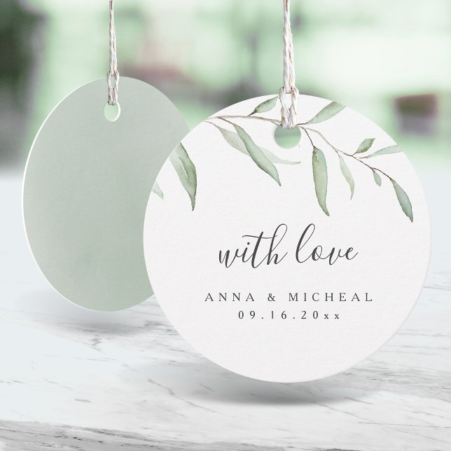 Minimale Vegetation rustikale Hochzeit Geschenkanhänger (Minimal greenery rustic wedding favor tags)