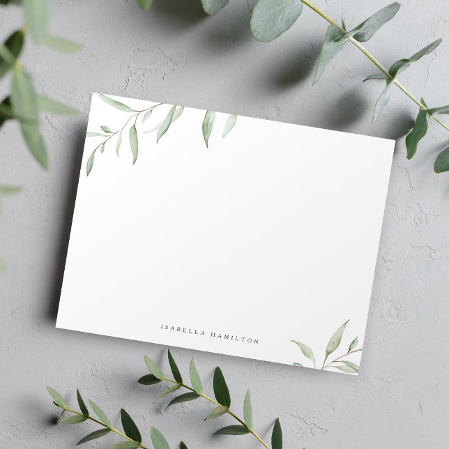 Minimale Vegetation rustikale Personalisiert Stati Mitteilungskarte (Minimal greenery rustic Personalized Stationery Note Card)