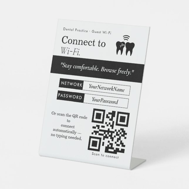 Minimale Verbindung mit Wi‑Fi QR-Code-Schild | Wi‑ Sockelschild (Vorderseite)