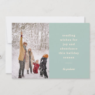 Minimale Vintage blaue Typografie-Senderwünsche Feiertagskarte