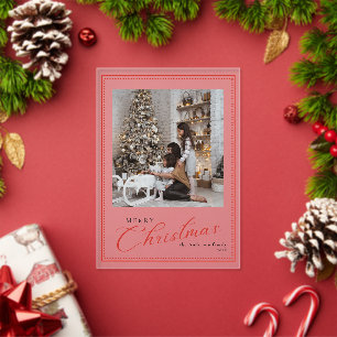 Minimale Vintage-Weihnachtsgruß-Foto mit Schriftzu Acryleinladungen