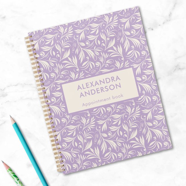 Minimale Violet Botanische Blätter Wirbel Muster Planer (Minimal Violet Botanical Leaves Swirls Pattern Planner)