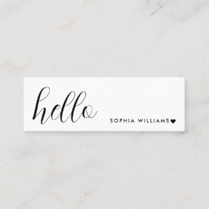 Minimale Visitenkarten   Einfaches Hello White Min Mini Visitenkarte