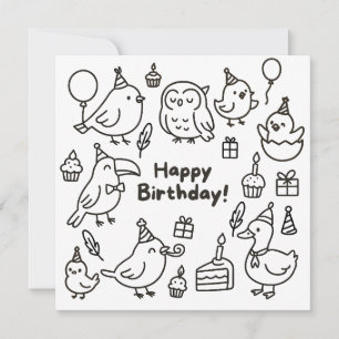 Minimale Vogel-Doodle-Geburtstagskarte Karte