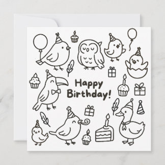 Minimale Vogel-Doodle-Geburtstagskarte Karte