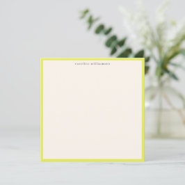 Minimale Wasabi-Gelbe Rand-Name-Papeterie Cute Mitteilungskarte