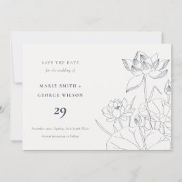 Minimale Wasserlilie Blumenkarte Save the Date Dankeskarte