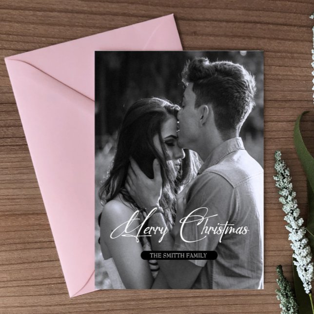 Minimale Weihnachten | Einfaches Schwarz-Weiß-Foto Postkarte (Von Creator hochgeladen)