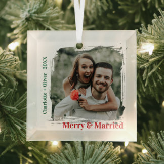 Minimale Weihnachten für frisch Vermählte - Erstes Ornament Aus Glas