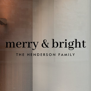 Minimale Weihnachten   Merry and Bright Modern Bla Fensteraufkleber