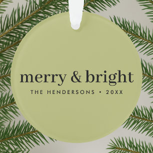 Minimale Weihnachten   Merry and Bright Olive Gree Ornament