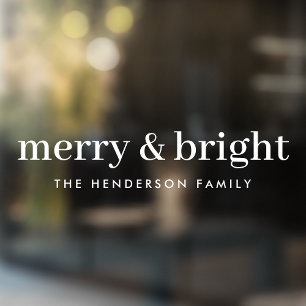 Minimale Weihnachten Merry and Bright Simple Whi Fensteraufkleber