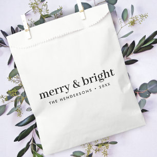 Minimale Weihnachten Merry and Bright Simple Whi Geschenktütchen