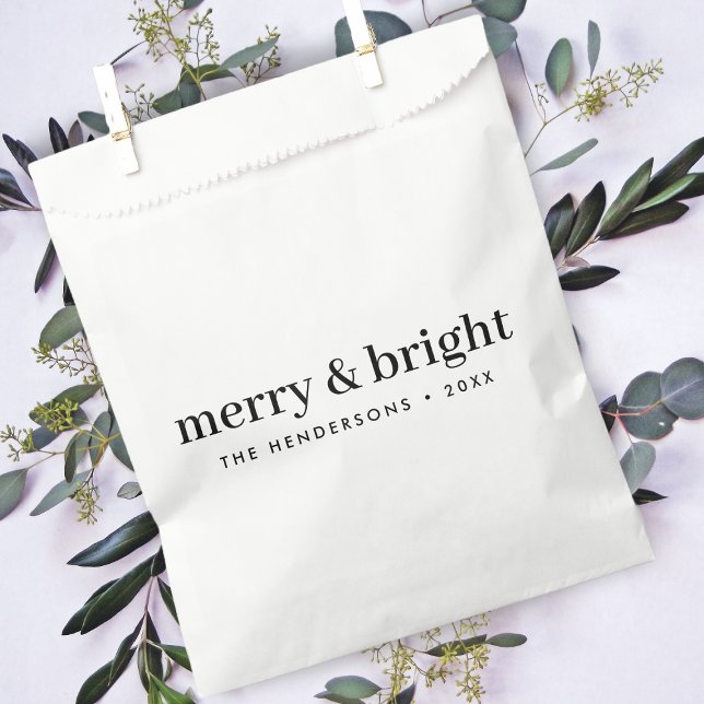 Minimale Weihnachten | Merry and Bright Simple Whi Geschenktütchen (Von Creator hochgeladen)