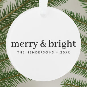 Minimale Weihnachten   Merry and Bright Simple Whi Ornament