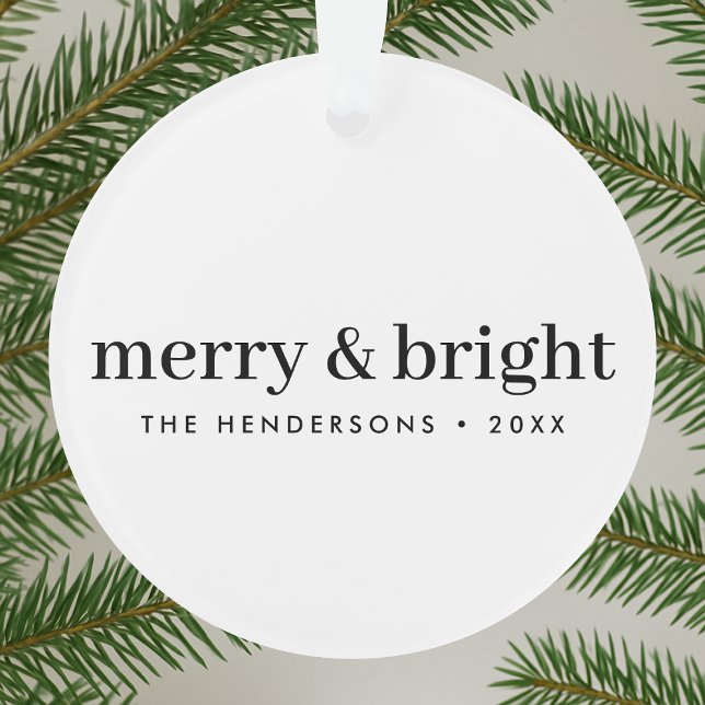 Minimale Weihnachten | Merry and Bright Simple Whi Ornament (Von Creator hochgeladen)