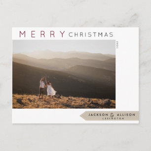 Minimale Weihnachten   Pine Tree and Foto Card Postkarte