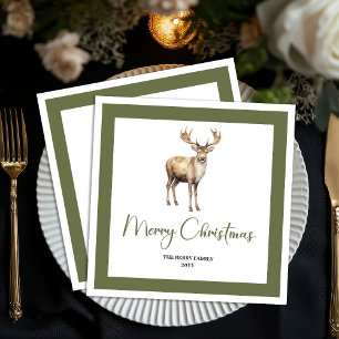 Minimale Weihnachts-Hirsch-Neutrale-Familienname-S Serviette