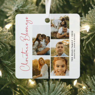 Minimale Weihnachts-Segen-Schriftfamilie 5 Fotos Ornament Aus Metall