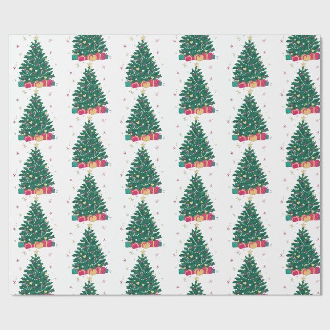 Minimale Weihnachtsbaum-Muster-Feiertagsgeschenke Geschenkpapier (Flach)