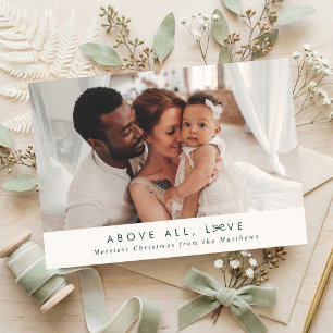 Minimale Weihnachtsfotografie mit 'Über allem Lieb Feiertagskarte