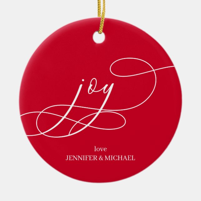 Minimale Weihnachtsfreude Keramik Ornament (Vorne)