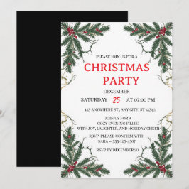 Minimale Weihnachtsgrün-Party-Einladung Einladung