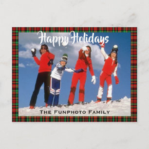 Minimale Weihnachtskarte mit 1 Foto Familienname R Feiertagspostkarte