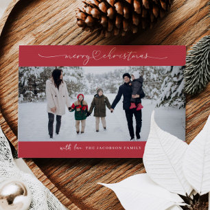 Minimale Weihnachtskarte mit Herz-Schriftzug und F Feiertagskarte