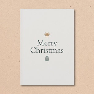 Minimale Weihnachtskarte mit Stern und Baum Feiertagskarte