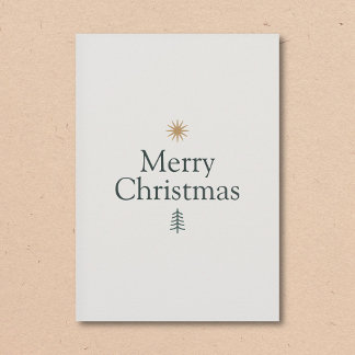 Minimale Weihnachtskarte mit Stern und Baum Feiertagskarte