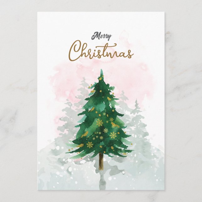 Minimale Weihnachtskarte mit Wasserfarben Karte (Vorderseite)