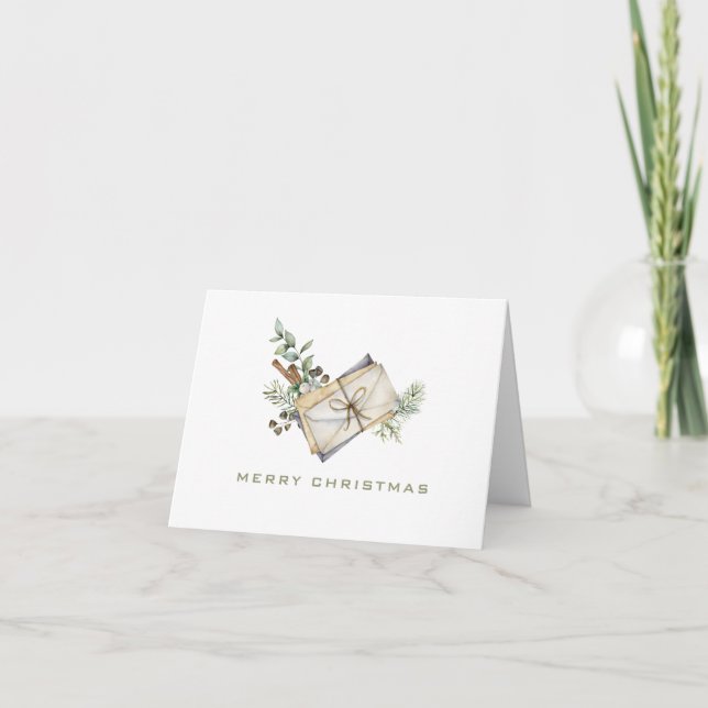 Minimale Weihnachtskarte Watercolor Weihnachtskart Karte (Vorderseite)