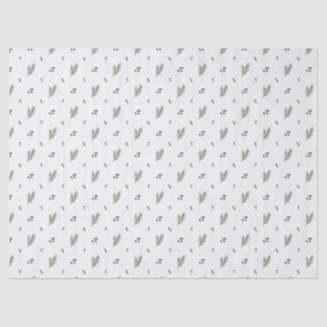Minimale Weihnachtspattern, Kiefer, Beeren Seidenpapier (Vorderseite)