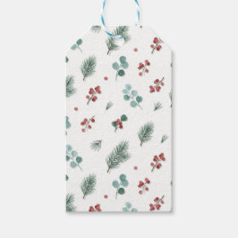 Minimale Weihnachtspattern, Kiefern & Beeren Geschenkanhänger