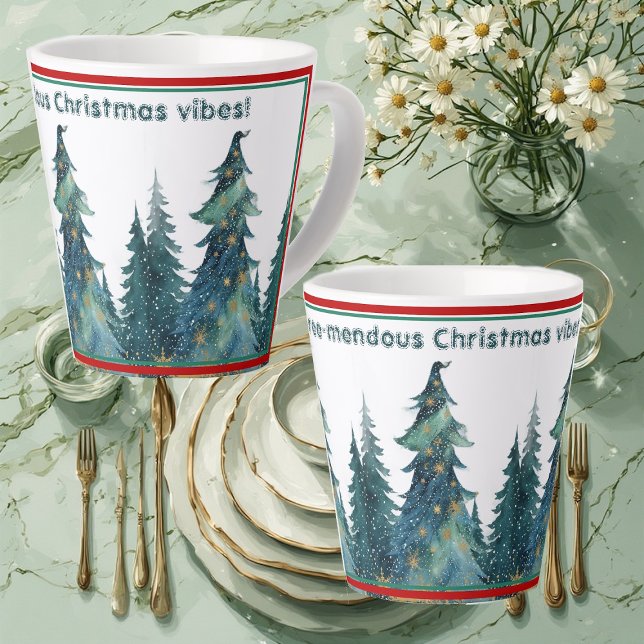 Minimale Weihnachtsstimmung wie ein Tannenbaum Mod Milchtasse (Minimal Pine Tree-mendous Christmas Vibes Modern Latte Mug)