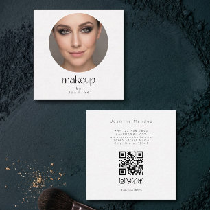 Minimale weiße Foto-MUA-QR-Code-Socials-Quadrat Quadratische Visitenkarte