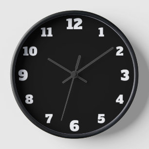 Minimale weiße große Zahlen   Minimal Black Uhr