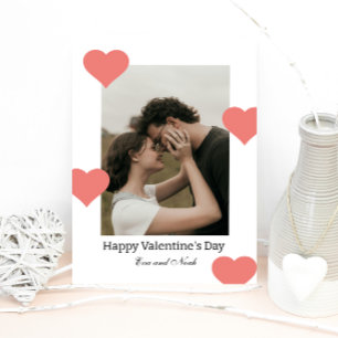 Minimale weiße Herz-Valentinstag-Foto-Momentaufnah Feiertagskarte